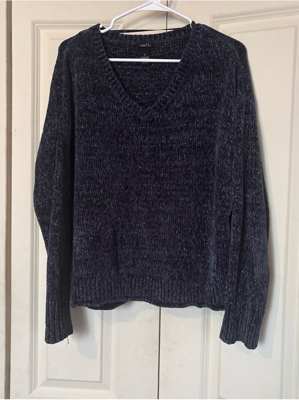 Rue21 Navy Chenille V-Neck Sweater
